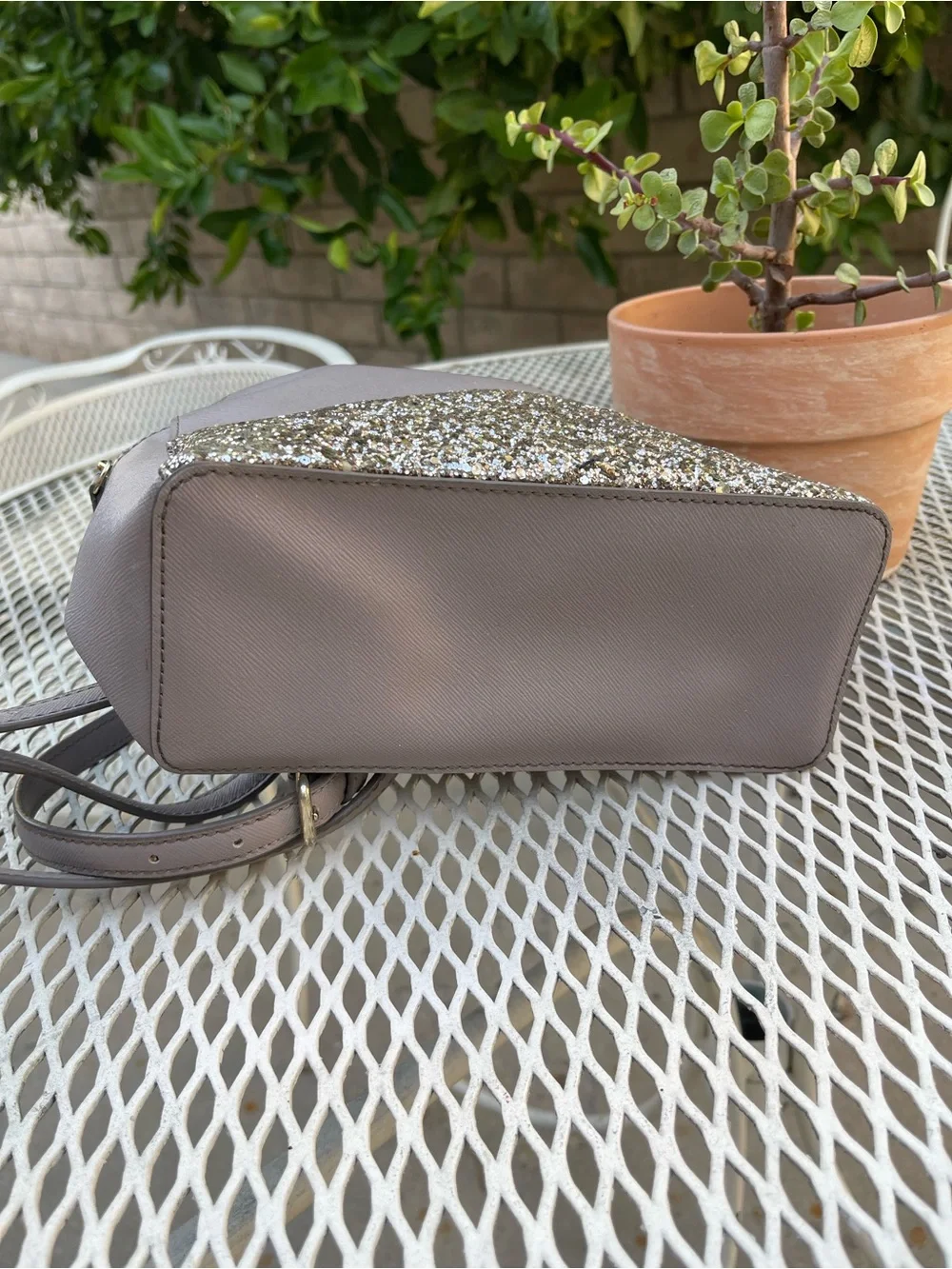 kate spade Gray Mini Backpack with Glitter Accent